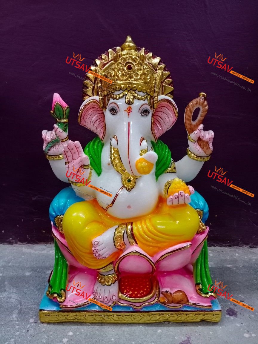 Small White Marble Ganesha Idol