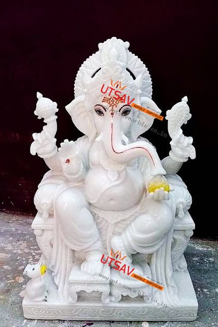 Marble Ganesha Sitting Statue