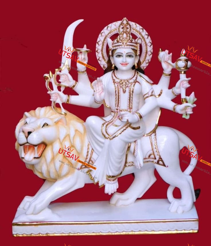White Marble Durga Mata Idol